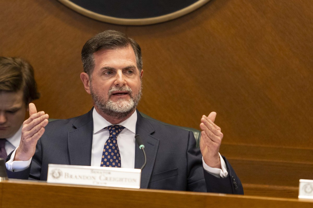 Sen. Brandon Creighton, R-Conroe, above, and Sen. Paul Bettencourt, R-Houston, sent a letter this week to public university leaders telling them university funds would not be increased this year because some of them have not fully complied with the state's DEI ban.