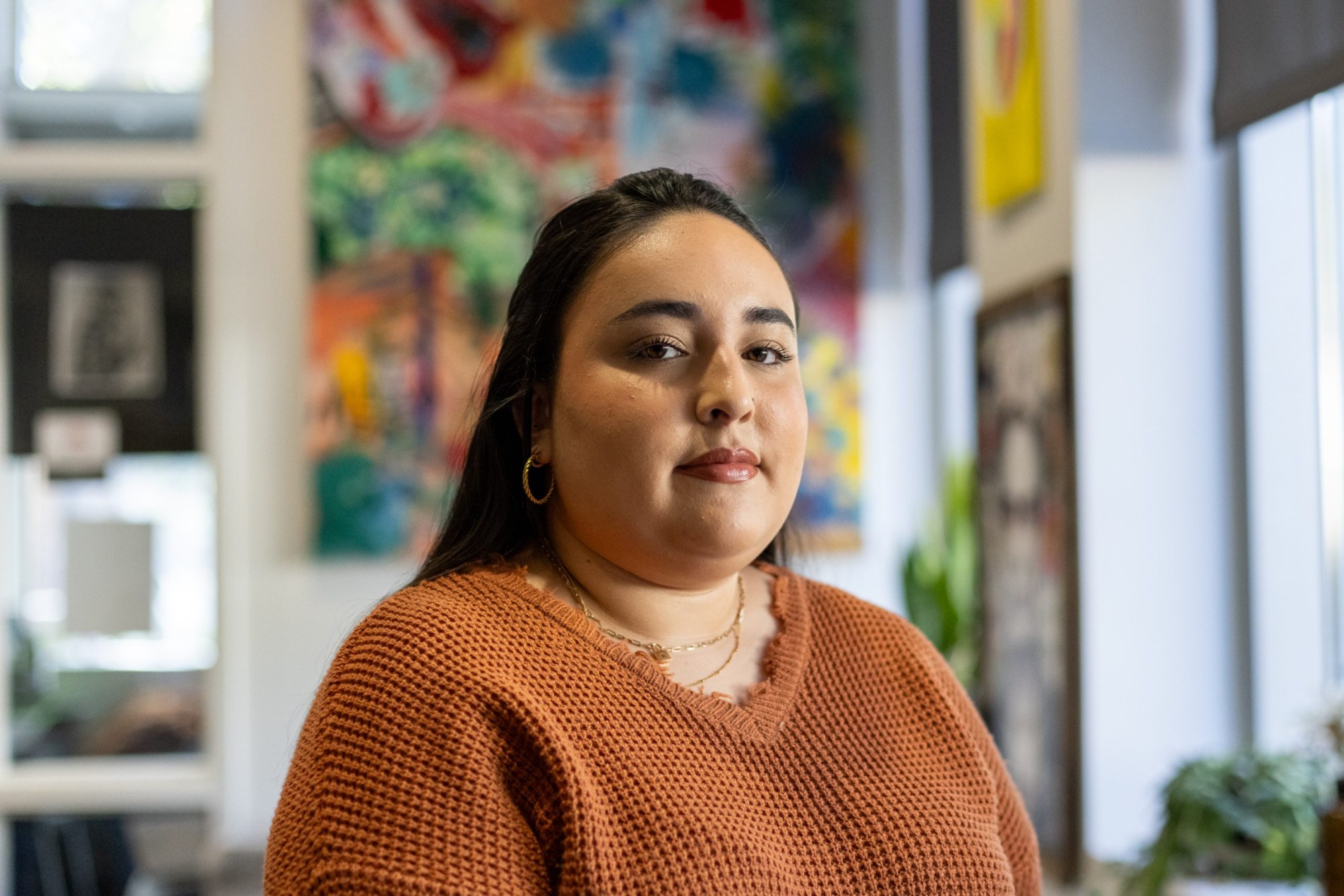 Kelly Solis, a senior at the University of Texas at Austin and co-director of the Latinx Community Affairs organization, at the former Multicultural Engagement Center on Feb. 20, 2024.