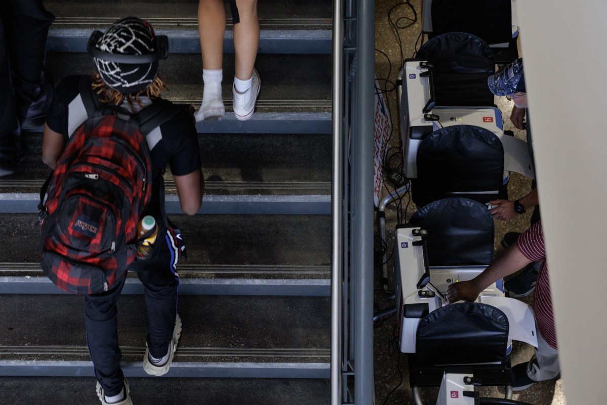 Voters cast their ballots at the Tarrant County College Southeast Campus polling location in Arlington on primary election day, March 5, 2024.
