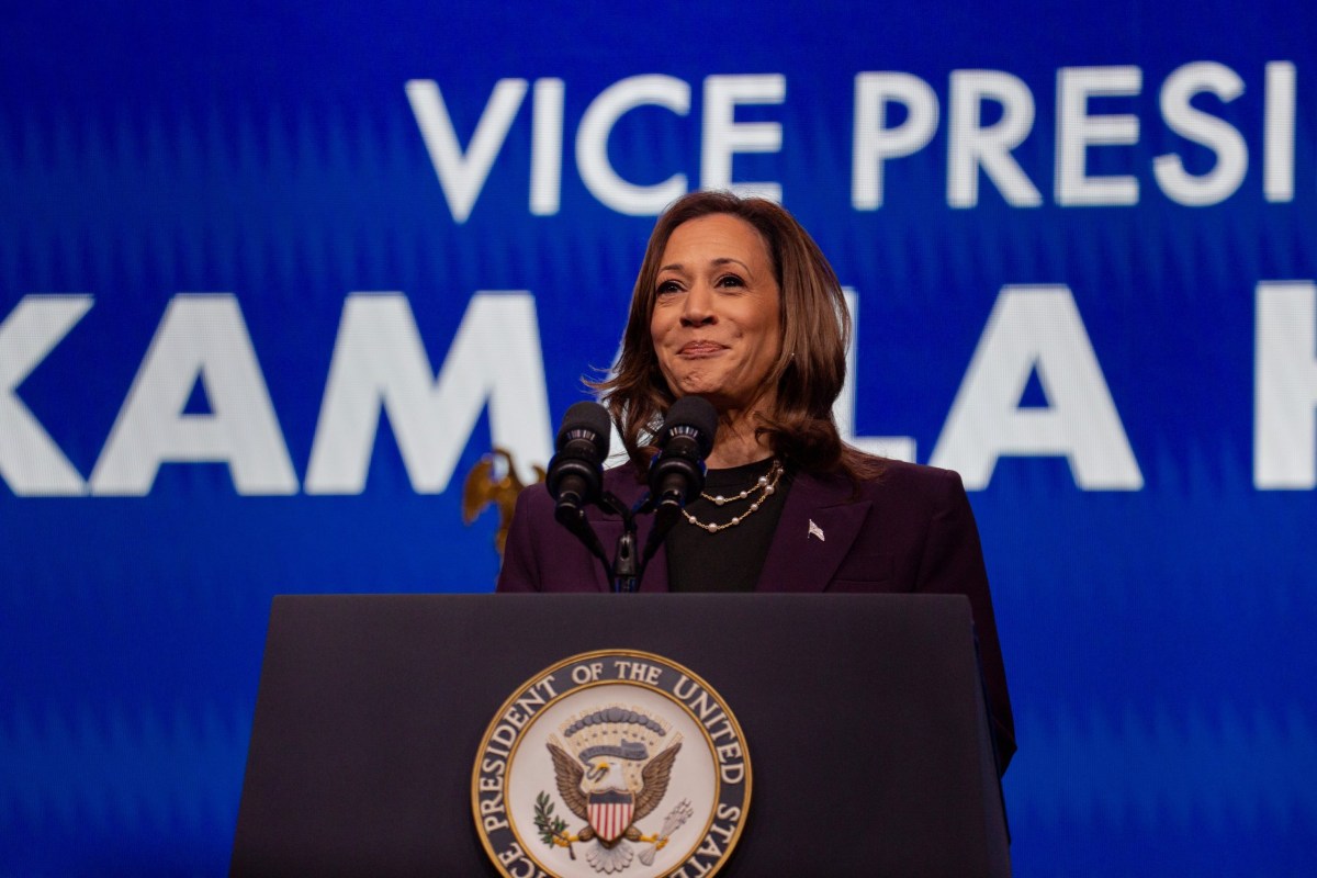 Vice President Kamala Harris gives the keynote speech at the American Federation of Teachers’ 88th national convention on July 25, 2024 at the George R. Brown Convention Center in Houston.
