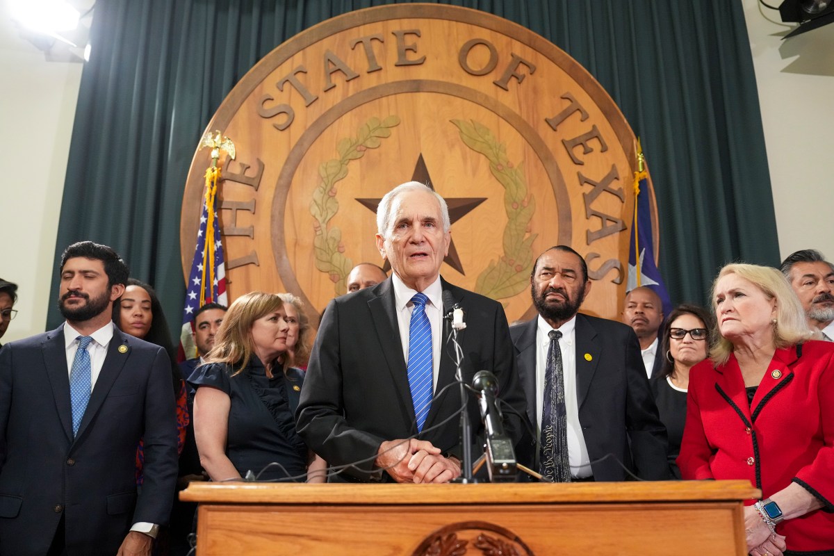 U.S. Rep. Lloyd Doggett of Austin speaks during a press conference with Texas Democratic leaders at the Texas Capitol on July 31, 2025. Also pictured, left to right, are U.S. Reps. Greg Casar of Austin, Lizzie Fletcher of Houston, Al Green of Houston and Sylvia Garcia of Houston.
