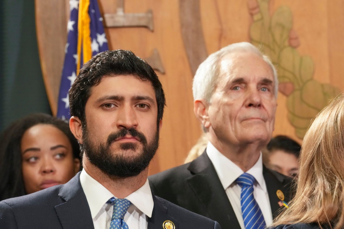 U.S. Reps Lloyd Doggett and Rep. Greg Casar, both of Austin, at a press conference with Texas Democratic leaders at the state Capitol on July 31, 2025.