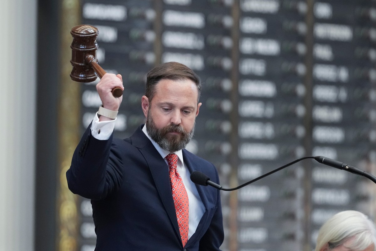 House Speaker Dustin Burrows, R-Lubbock, gavels in a special legislative session at the Capitol in Austin on Aug. 8, 2025.