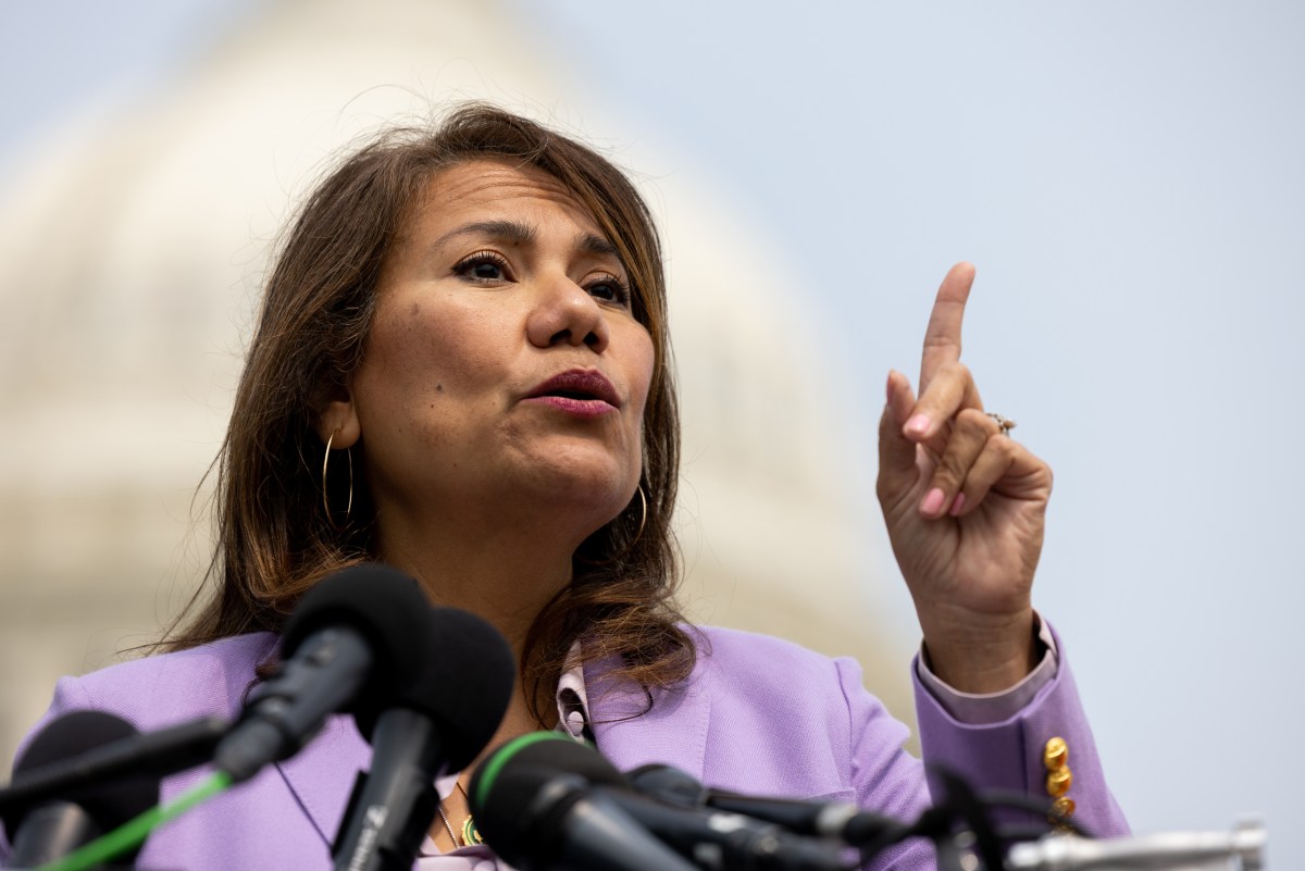 U.S. Rep. Veronica Escobar, D-El Paso, introduces the "Dignity Act" outside the Capitol during a news conference on immigration policy, Tuesday, May 23, 2023, in Washington, D.C.