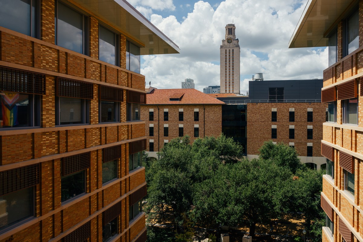The UT Tower from the Gates-Dell Complex in Austin on Sept. 19, 2025.