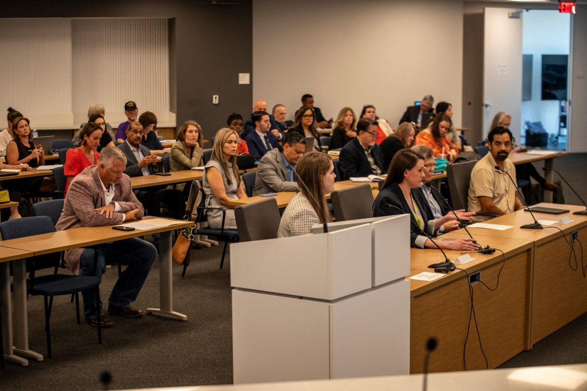 Members of the public give comments during a hearing regarding SB2, the school voucher program, on Sept. 30, 2025 in Austin.