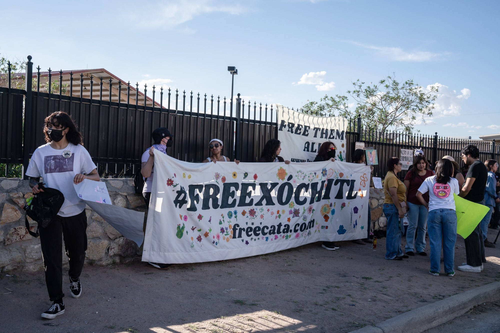 Protesters rally outside of the El Paso detention center for the release of Catalina “Xochitl” Santiago.
