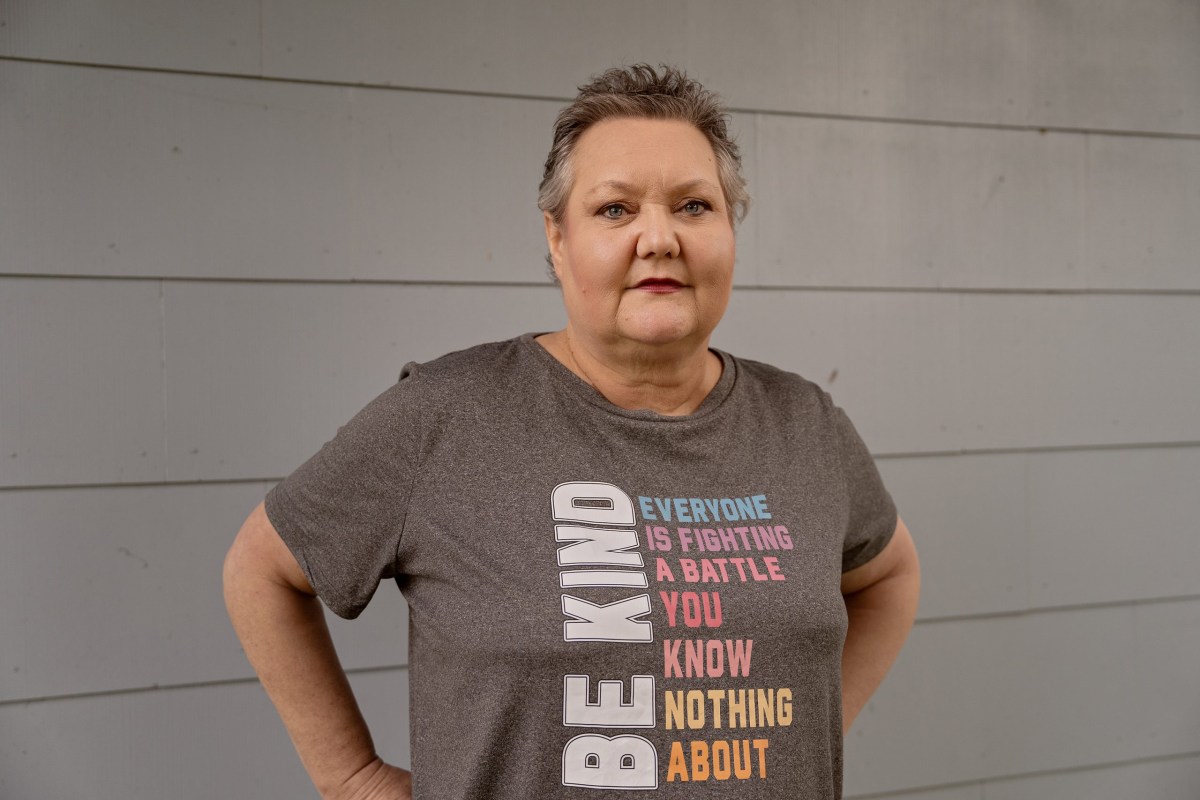 Theresa Hebert poses for a portrait at her home in Groves on Nov. 1, 2025.