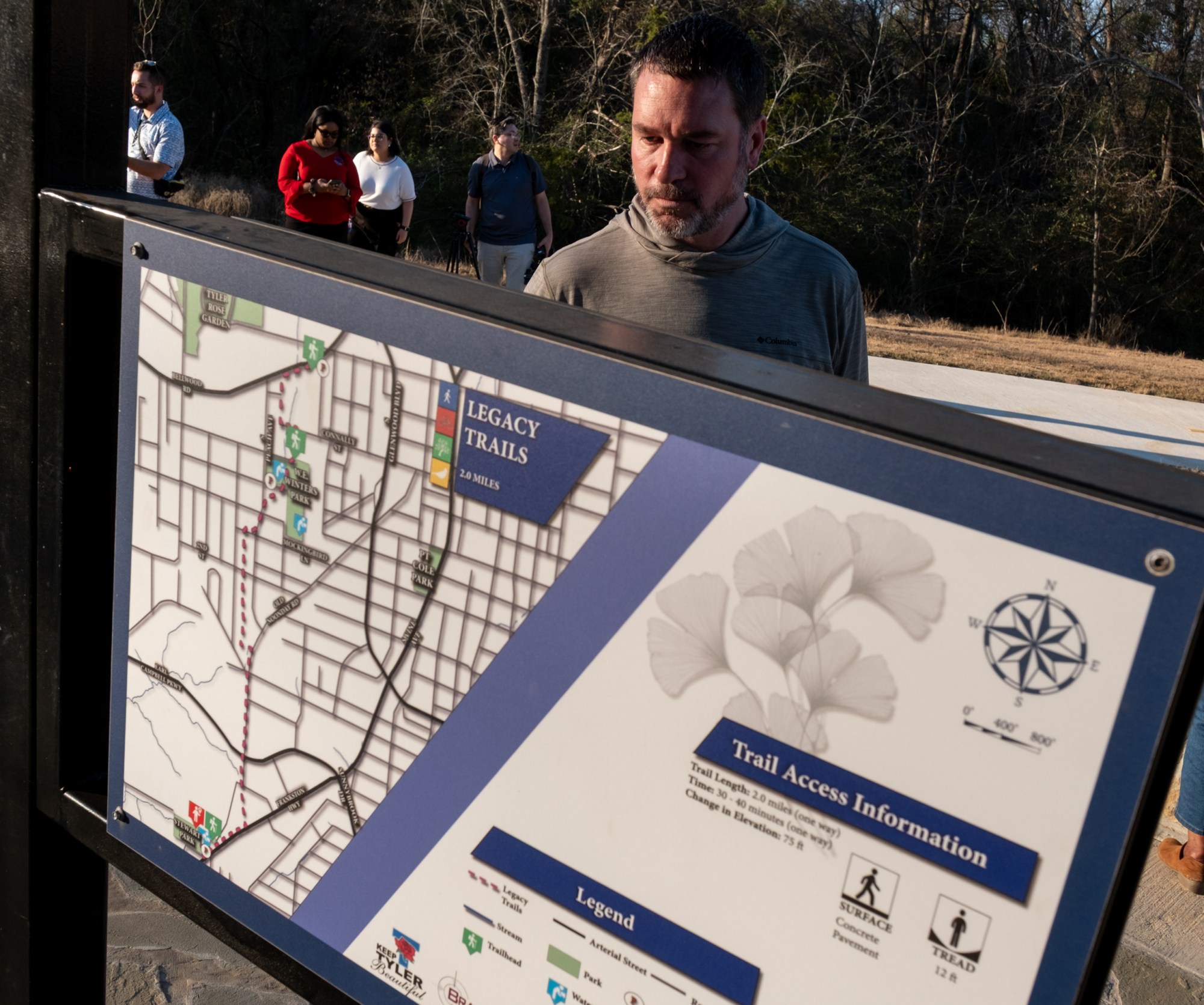 Neal Anthony attends the ribbon cutting ceremony for a new section of the Legacy Trails walking trail on Jan. 6, in Tyler.
