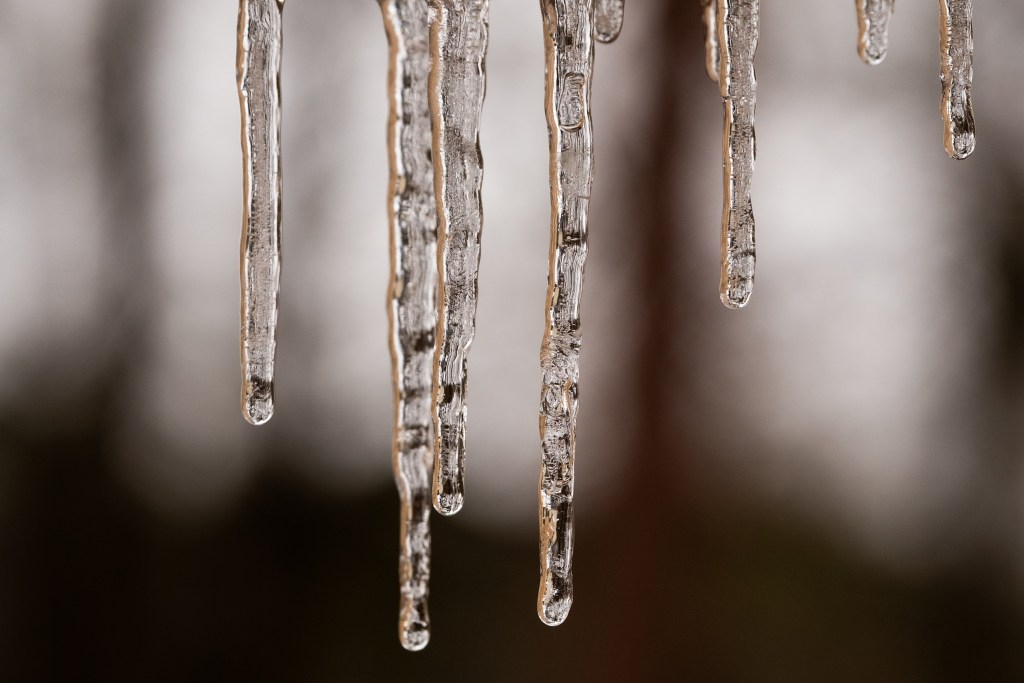 Icicles form in Longview during the early hours of the winter storm on Saturday.
