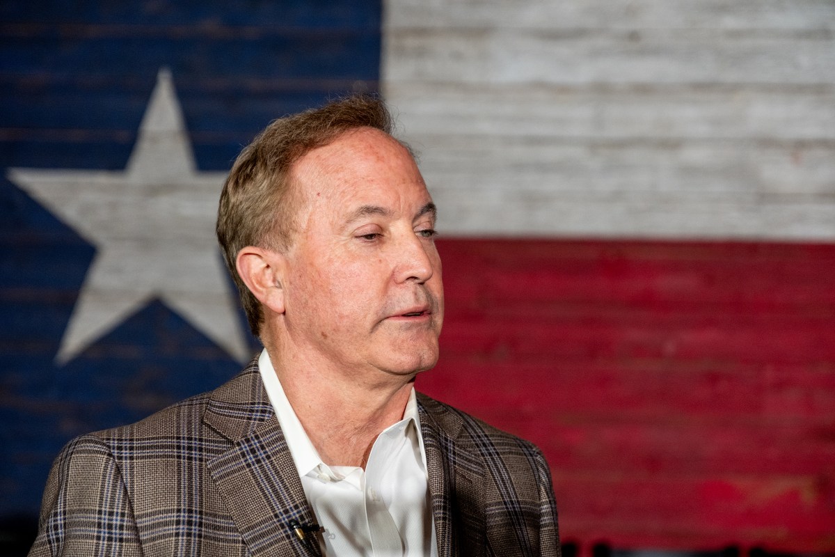 Texas Attorney General Ken Paxton speaks during a campaign stop in Tyler on Feb. 16, 2026.