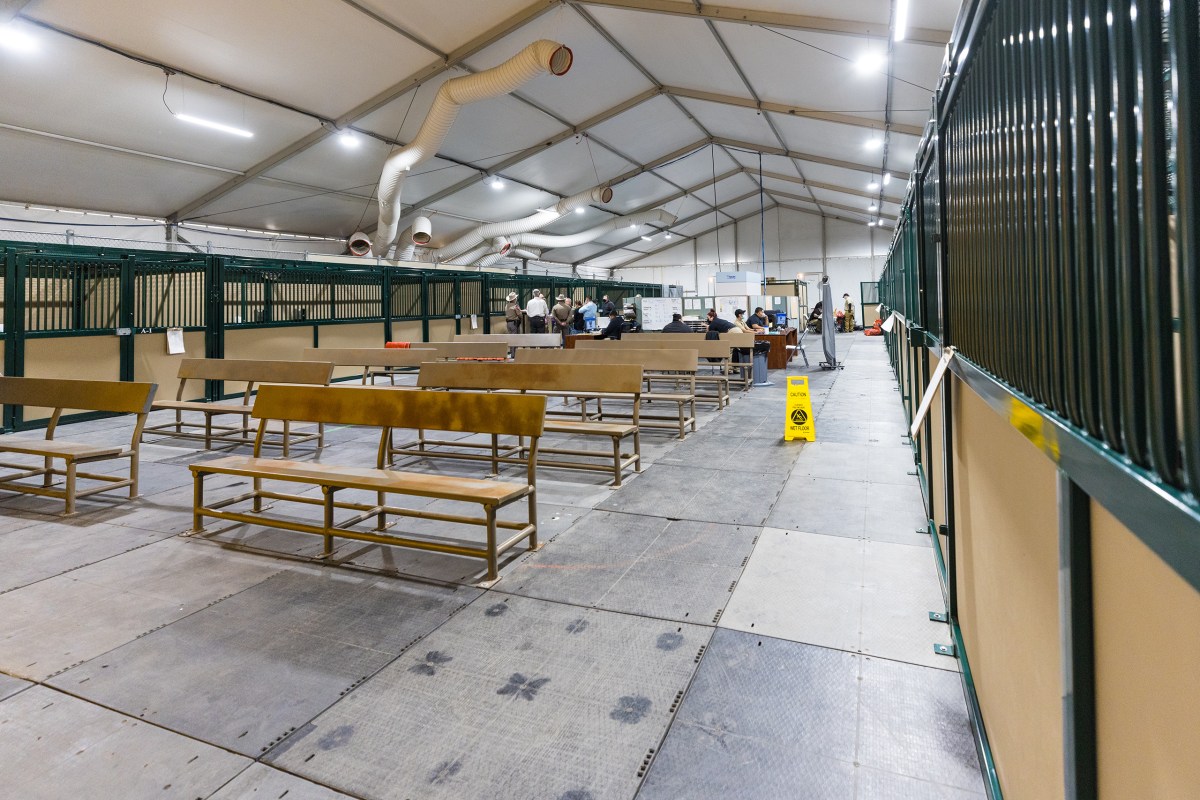 A migrant processing facility located adjacent to the Val Verde County Sheriff’s Office in Del Rio on Oct. 27, 2021.